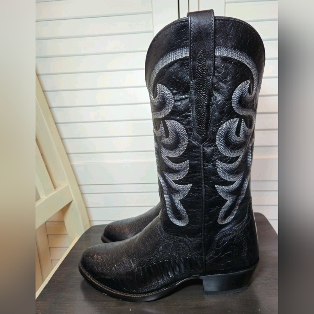 El Dorado Men's Handmade Ostrich Leg Western Boots Round Toe ED2203 Men Sz 10.5